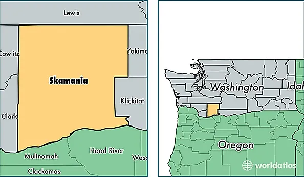 location of Skamania county on a map