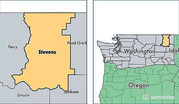 location of Stevens county on a map