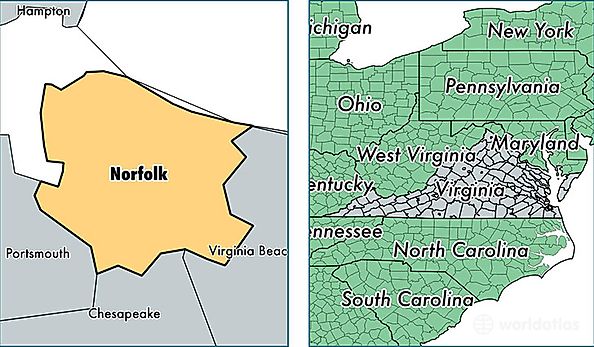 location of Norfolk City county on a map