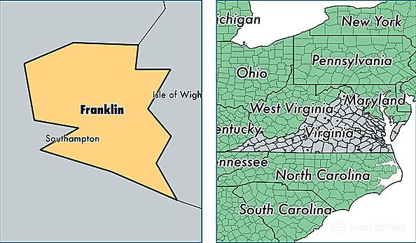 location of Franklin City county on a map