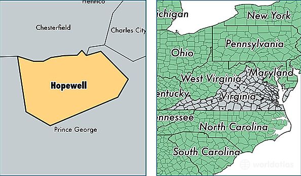 location of Hopewell City county on a map