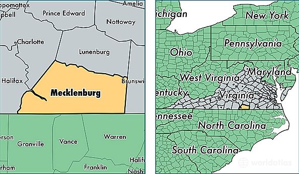 location of Mecklenburg county on a map