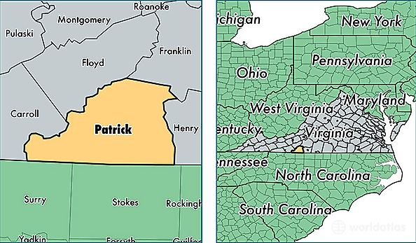 location of Patrick county on a map