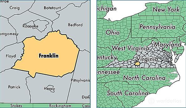 location of Franklin county on a map