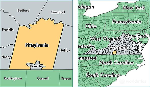 location of Pittsylvania county on a map