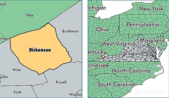 location of Dickenson county on a map