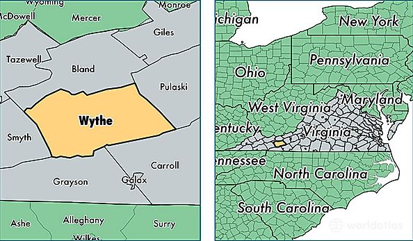 location of Wythe county on a map