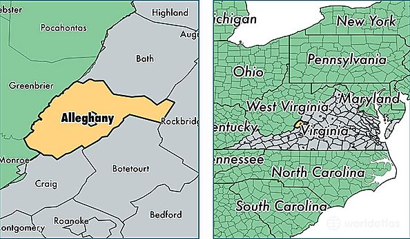 location of Alleghany county on a map