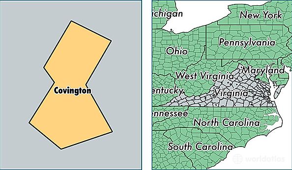 location of Covington City county on a map