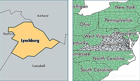 location of Lynchburg City county on a map