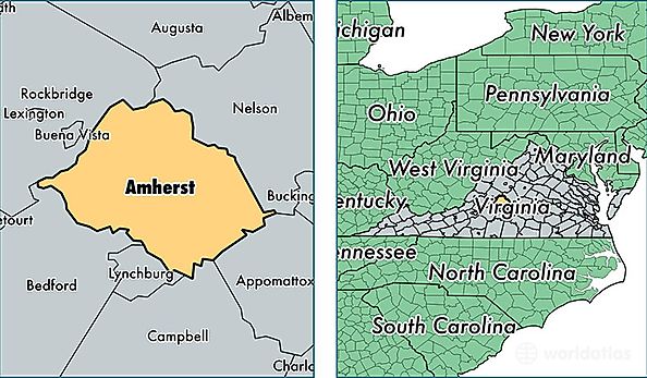 location of Amherst county on a map