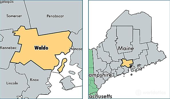 location of Waldo county on a map