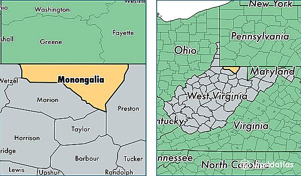 location of Monongalia county on a map