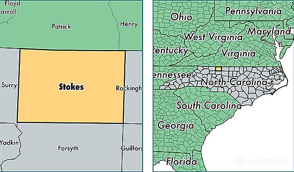 location of Stokes county on a map
