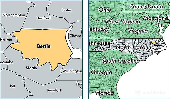 location of Bertie county on a map