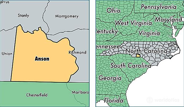 location of Anson county on a map