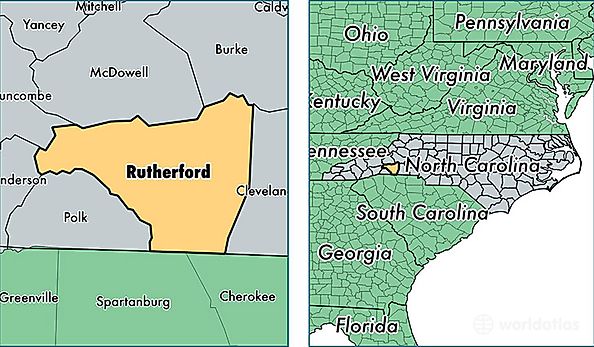 location of Rutherford county on a map