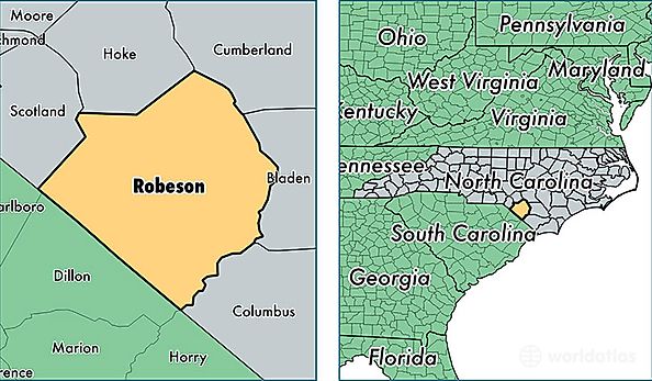 location of Robeson county on a map