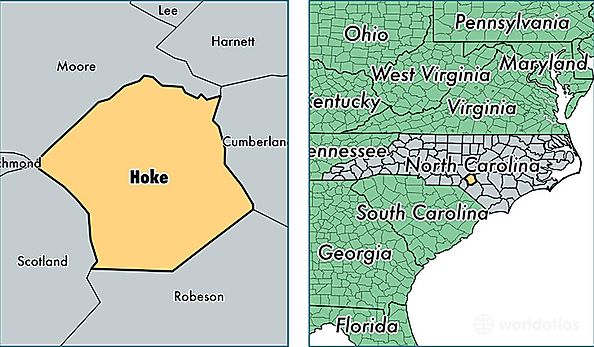 location of Hoke county on a map