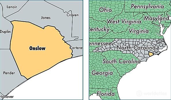 location of Onslow county on a map