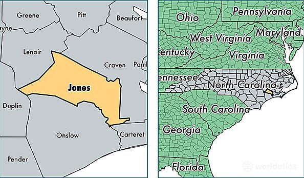 location of Jones county on a map