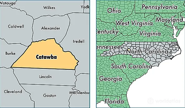 location of Catawba county on a map