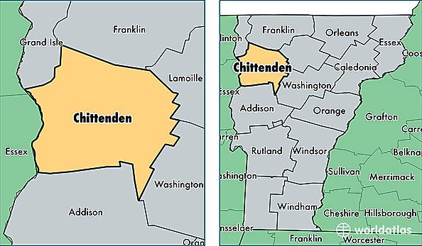 location of Chittenden county on a map