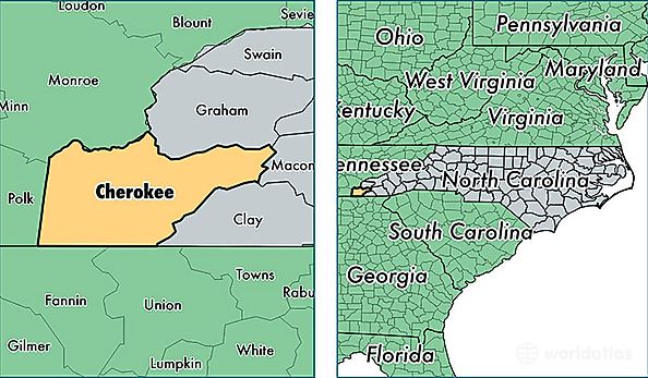 location of Cherokee county on a map
