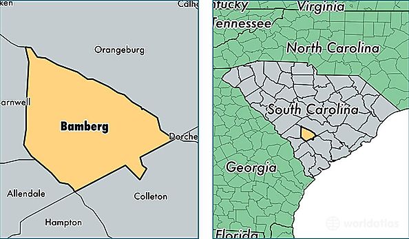 location of Bamberg county on a map