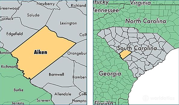 location of Aiken county on a map