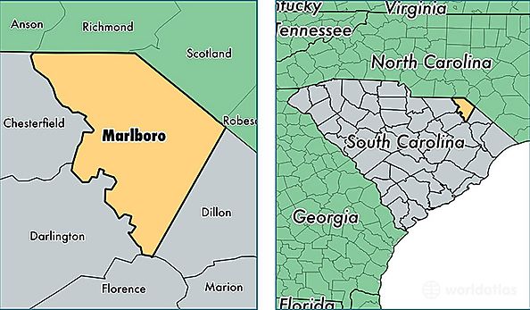 location of Marlboro county on a map
