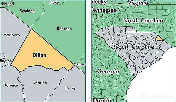 location of Dillon county on a map