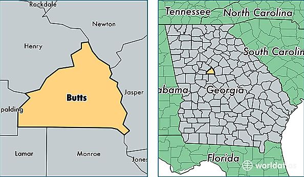 location of Butts county on a map