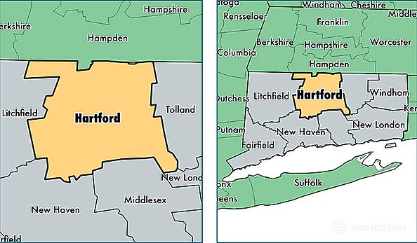 location of Hartford county on a map