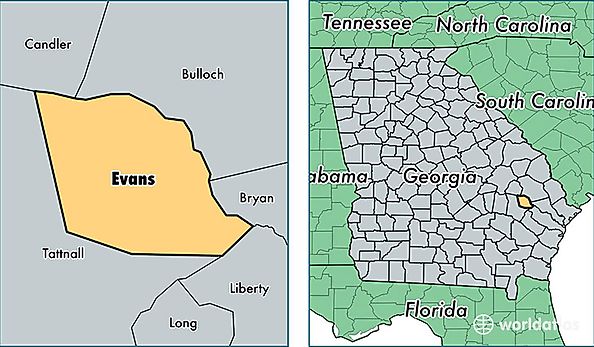 location of Evans county on a map
