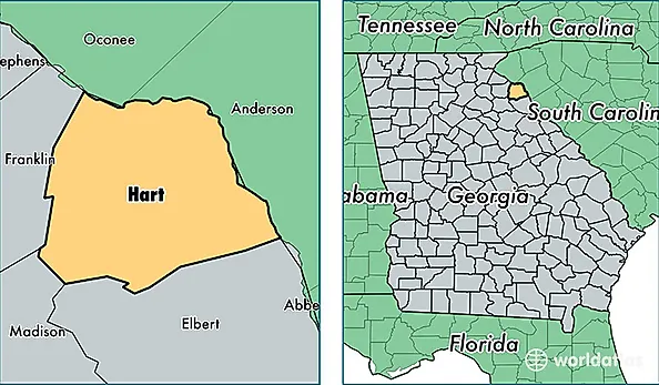 location of Hart county on a map