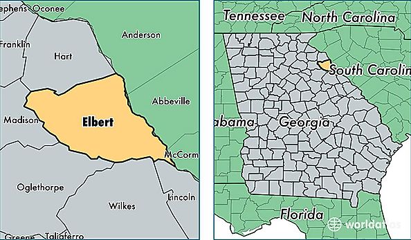 location of Elbert county on a map