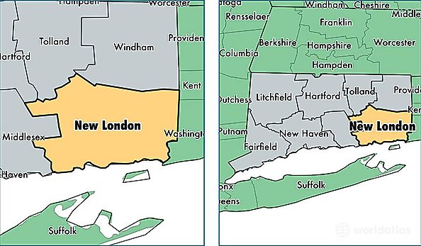 location of New London county on a map