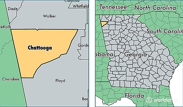 location of Chattooga county on a map