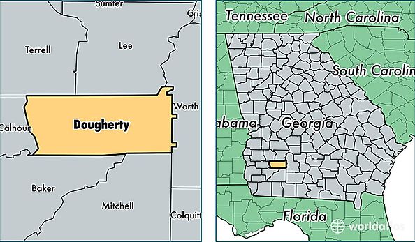 location of Dougherty county on a map