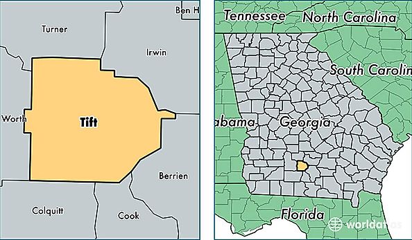 location of Tift county on a map