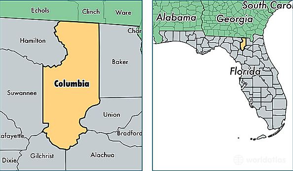 location of Columbia county on a map