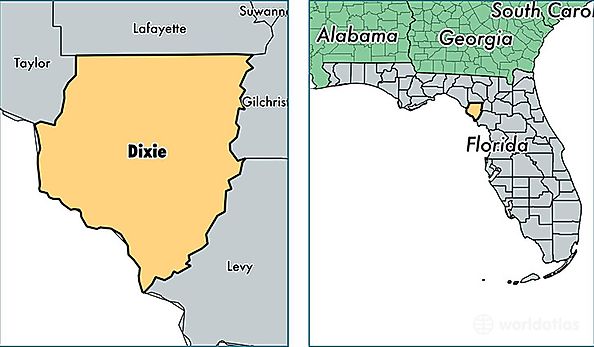 location of Dixie county on a map