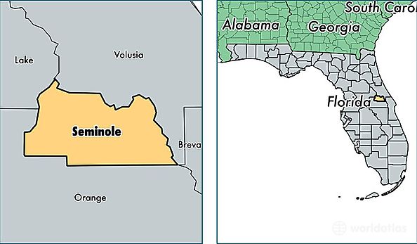 location of Seminole county on a map