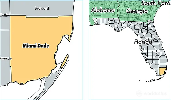 location of Miami-Dade county on a map