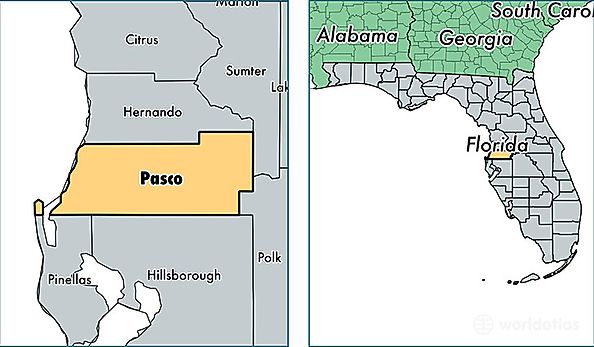 location of Pasco county on a map