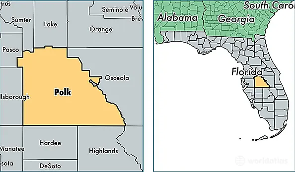 location of Polk county on a map