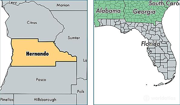 location of Hernando county on a map