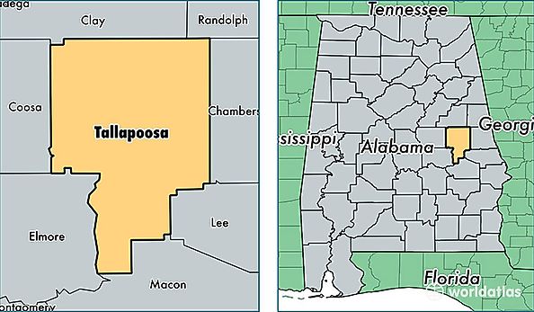location of Tallapoosa county on a map