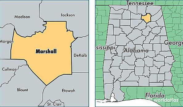 location of Marshall county on a map